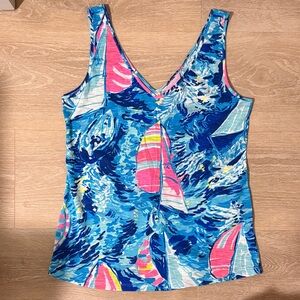 Lilly Pulitzer sailboat Hey Bay Bay V tank S Small